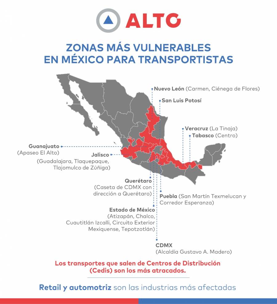 Alto Revela Las Zonas Más Vulnerables Para Transportistas En México Contraréplica Noticias 2696