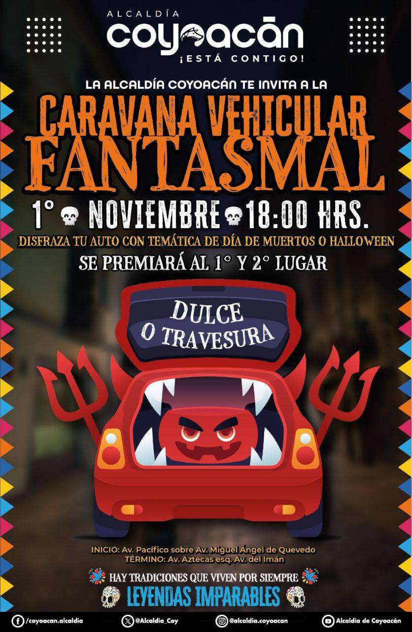 Coyoacán celebra con una caravana Día de Muertos y Halloween