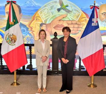 Recibe Delfina Gómez a Embajadora de Francia en México