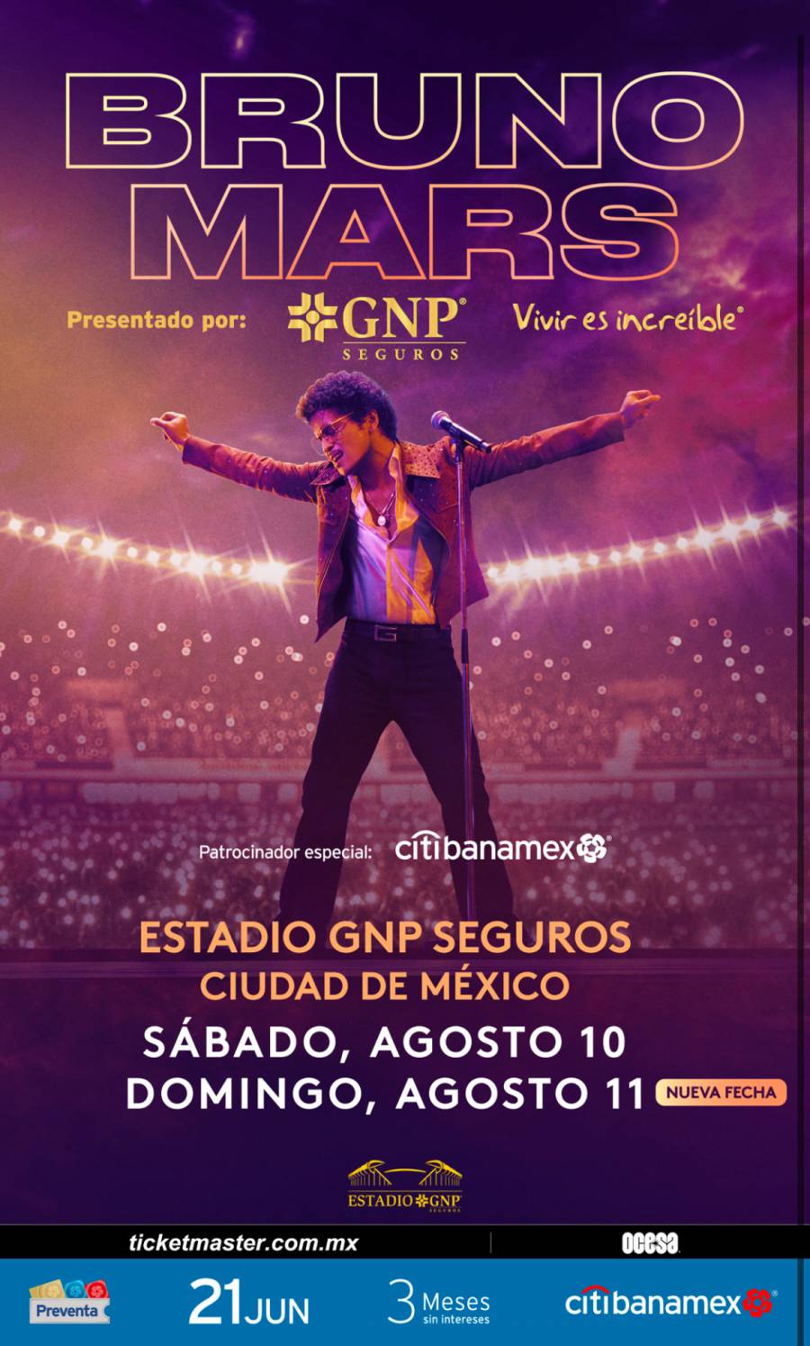 Bruno Mars dará segundo concierto en Estadio GNP Seguros